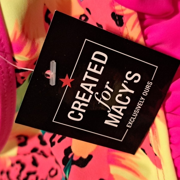 Breaking Waves girls size 12 bright floral print with pink ruffle bikini, NWT - Picture 6 of 7